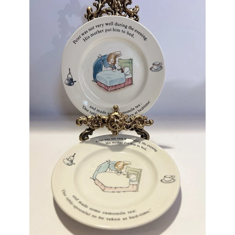 VTG Wedgwood Beatrix Potter PETER RABBIT Bread/Biscuit 6-3/4 inch Plate Set of 2
